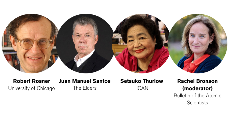 Robert Rosner Juan Manuel Santos Setsuko Thurlow and Rachel Bronson